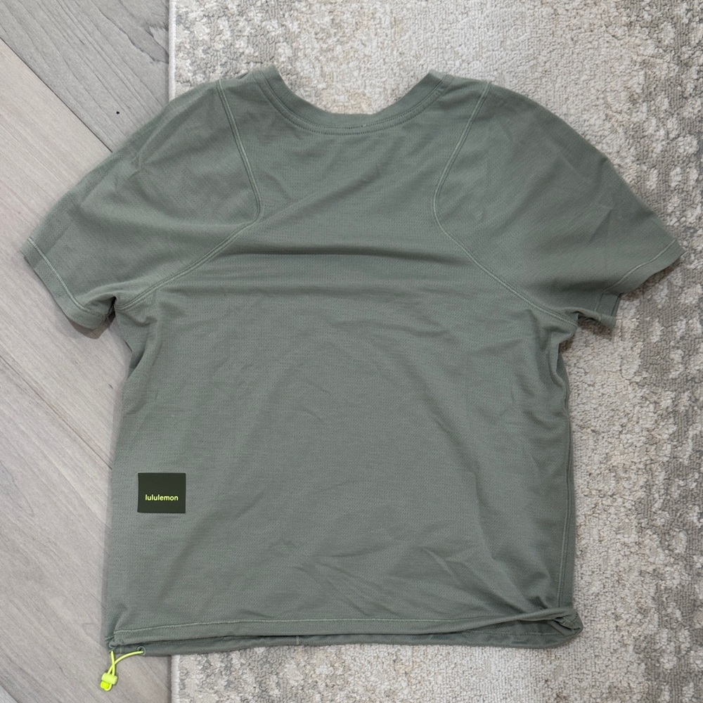 Lululemon Olive Top with Neon Yellow Details